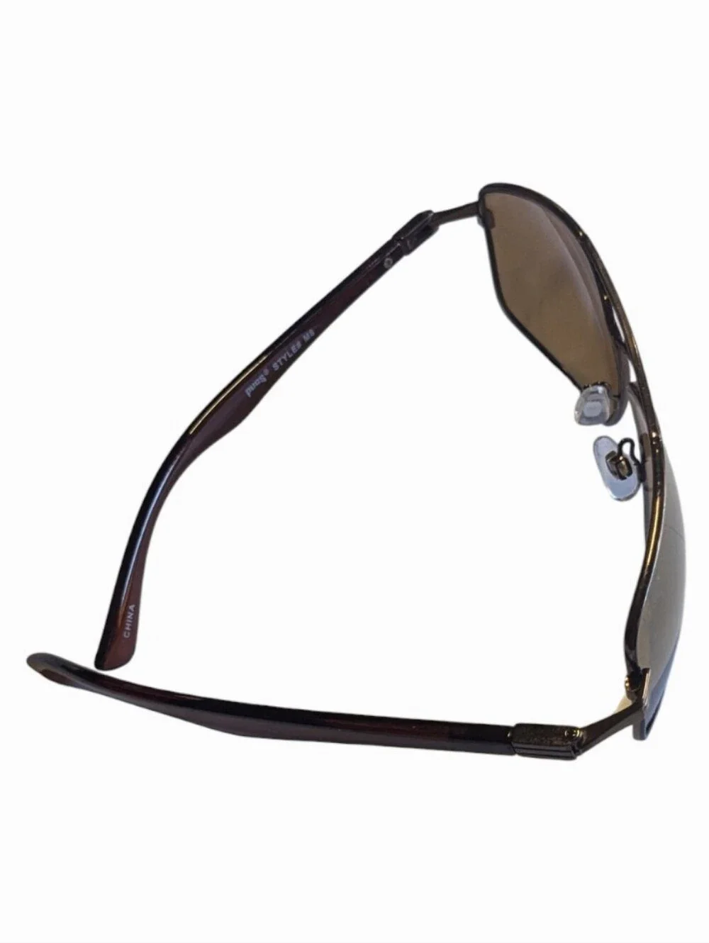 Men's Pugs Rectangular Metal Sunglasses in Brown Lenses